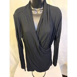 Dark Academia Black Wrap Shirt Top Gothic Balletcore Women's Medium M Emo Alt